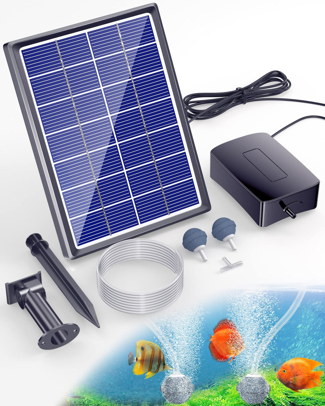 Biling Teichbelüfter Solar, 3.5W Solar Teichbelüfter mit 2200mAh Akku Solar Sauerstoffpumpe für Teic