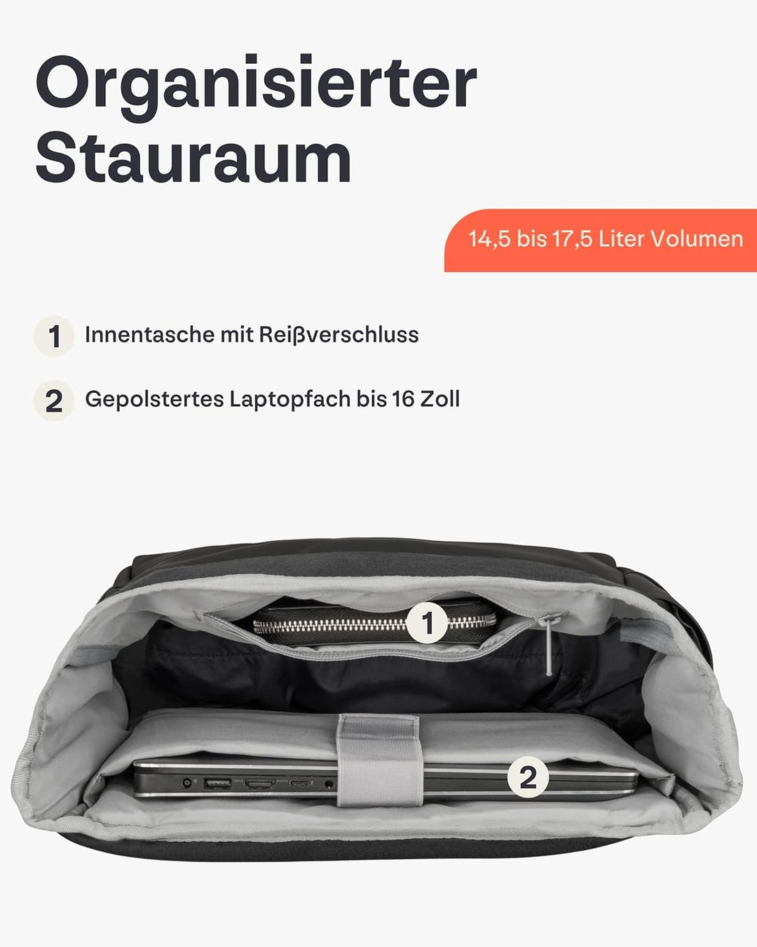 Johnny Urban Rucksack Damen & Herren - Harvey Medium - Rolltop Mit Laptopfach für Uni Business City