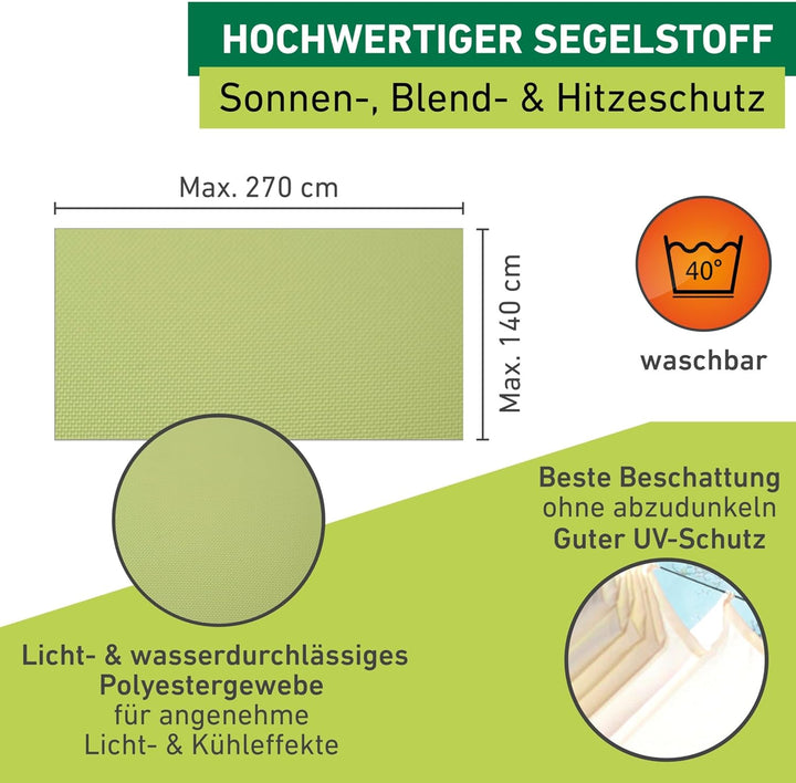 Windhager Sonnensegel für Seilspanntechnik, Wintergarten und Terrassen Beschattung, Seilspannmarkise