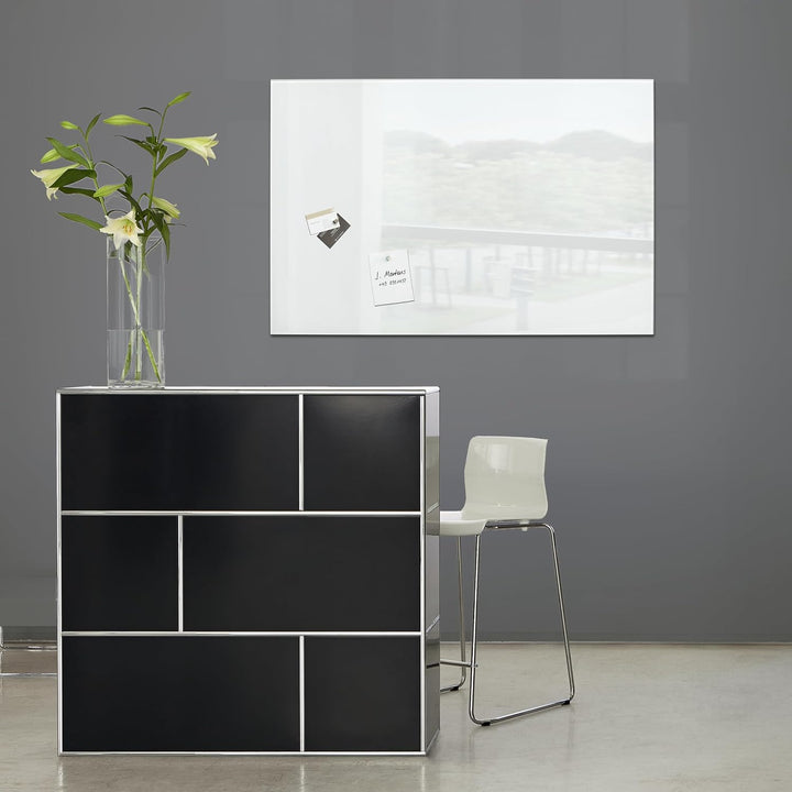SIGEL GL141 Premium Glas-Whiteboard 100x65 cm super-weiss hochglänzend, TÜV geprüft, einfache Montag