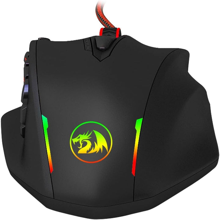 Redragon M908 12400 DPI Impact MMO Gaming-Maus mit 18 programmierbaren Tasten, Gewichtstuning-Kartus