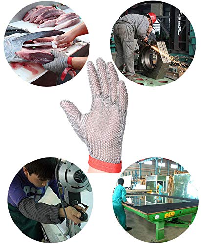 ThreeH Schnittschutzhandschuhe 304L Edelstahlgewebe Küchenmetzger arbeitet schneiden Schutzhandschuh