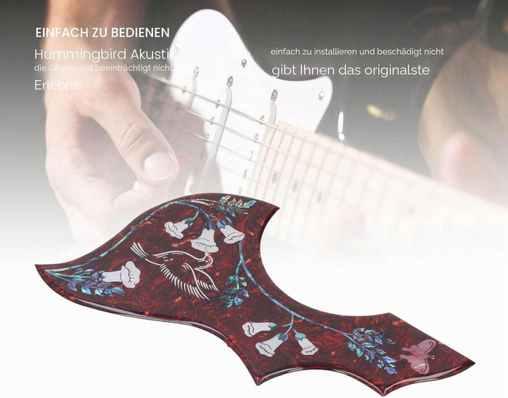 Gitarren-Schlagbrett, Schlagschutz für Akustikgitarren, Kolibri und Wasser, Selbstklebend, Kolibri-S