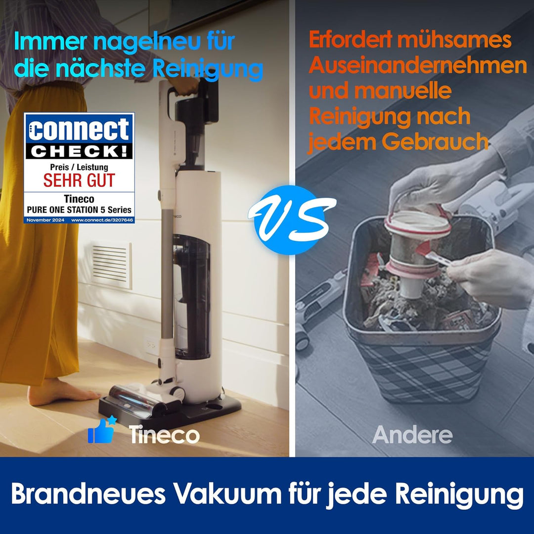 Tineco Pure ONE Station 5 Plus Akku Staubsauger mit 2,5L Absaugstation, Selbstleerung & Selbstrenigu