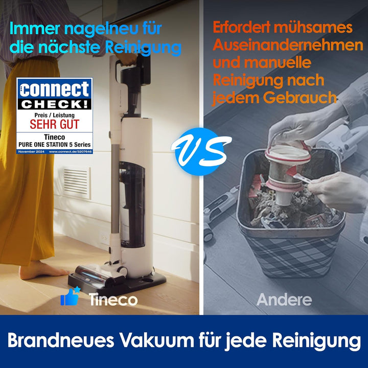 Tineco Pure ONE Station 5 Plus Akku Staubsauger mit 2,5L Absaugstation, Selbstleerung & Selbstrenigu