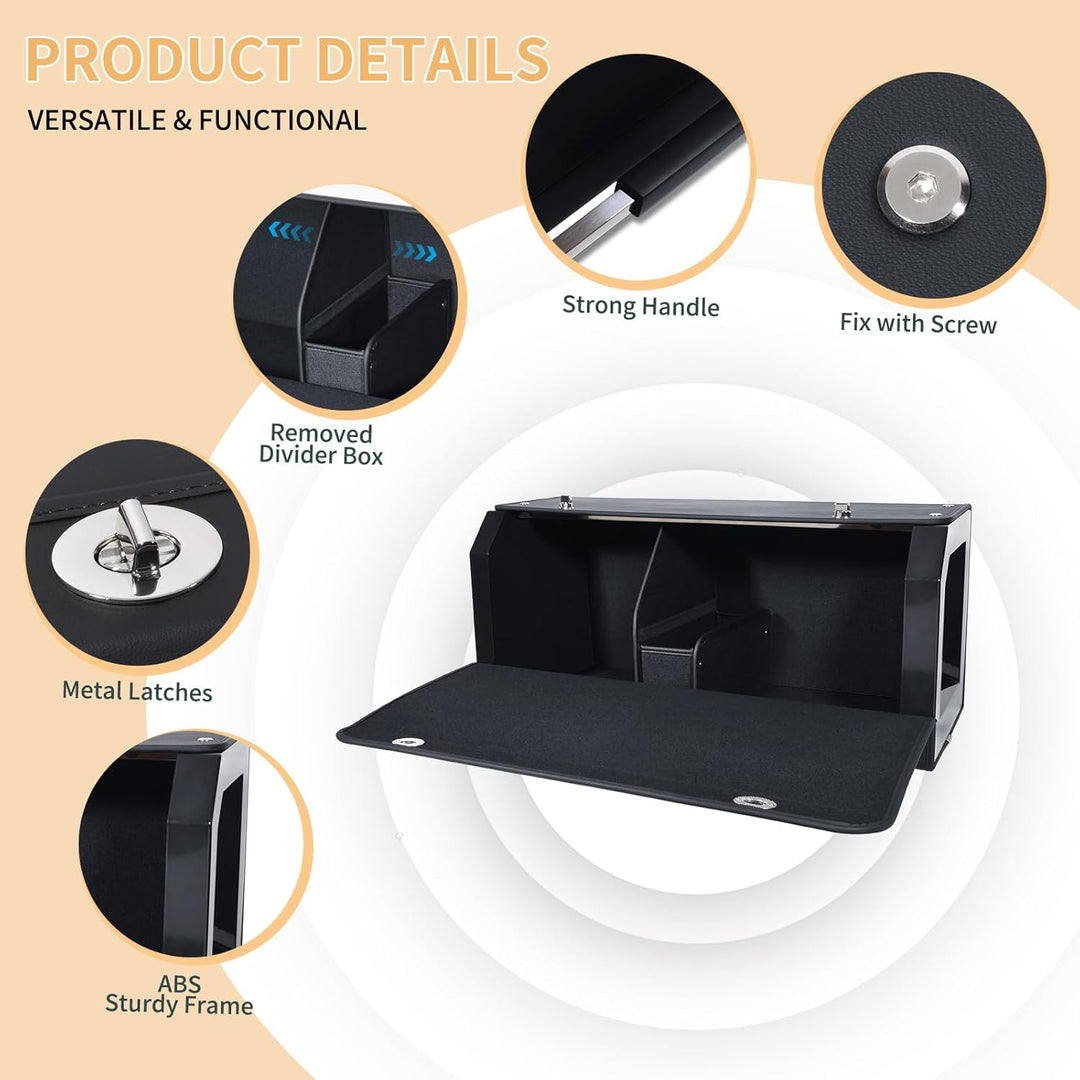 61L Premium Leder Auto Kofferraum Organizer mit Deckel - Vordertür-Design, Stabile Griffen, Multifun