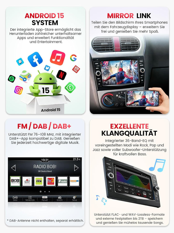 Doppel DIN Autoradio mit Bildschirm für Opel and Vauxhall Corsa C/D Astra Zafira, Wireless CarPlay &amp;