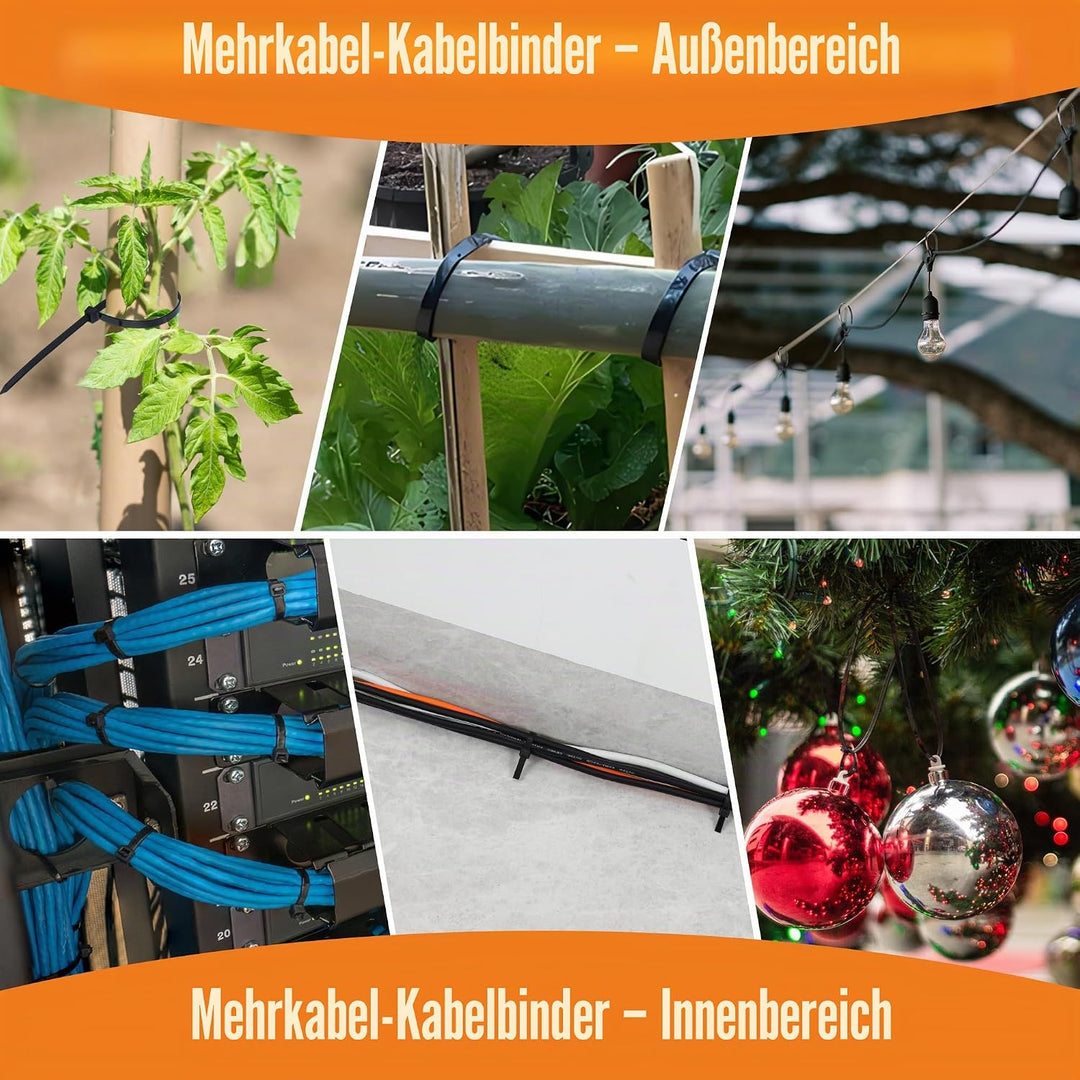 2000 Stück Kabelbinder Schwarz Set,100/150/200/300 mm(500 Stück) Kabelbinder UV Beständig,Cable Ties