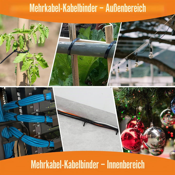 2000 Stück Kabelbinder Schwarz Set,100/150/200/300 mm(500 Stück) Kabelbinder UV Beständig,Cable Ties
