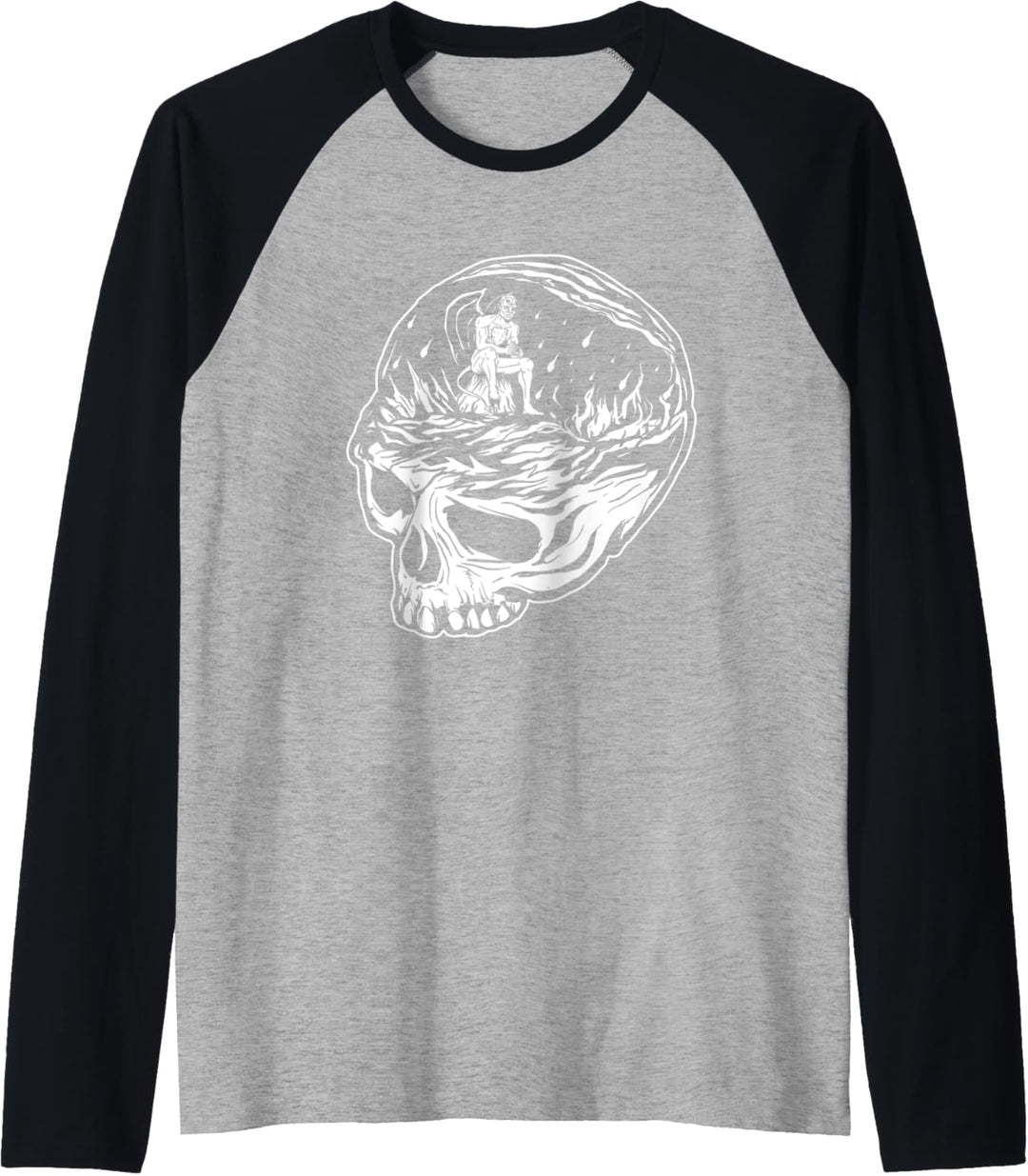 Satan Hell Skull Occult Shirt Heidnische Goth Geschenke Raglan