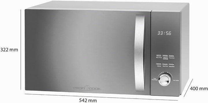 ProfiCook PC-MWG 1176 H, 3 in 1 Mikrowelle mit Heissluft und Grill, 23 Liter Garraum, 2300 Watt Heis