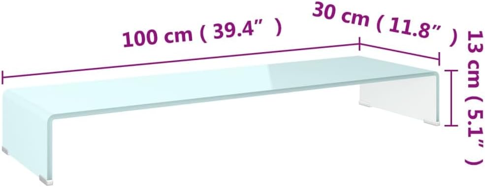 vidaXL TV-Glasaufsatz Tisch Monitor Erhöhung Glasbühne Podest Weiss 100x30x13 cm One size Grün, One