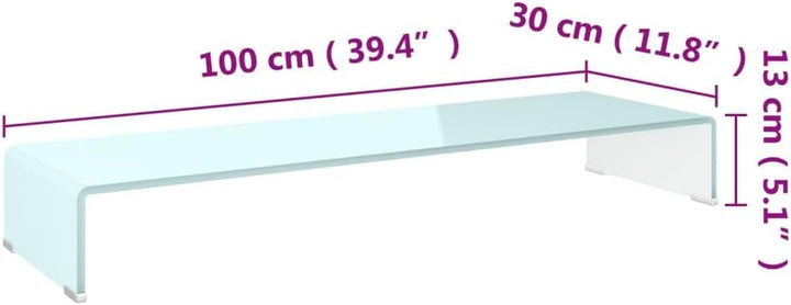 vidaXL TV-Glasaufsatz Tisch Monitor Erhöhung Glasbühne Podest Weiss 100x30x13 cm One size Grün, One