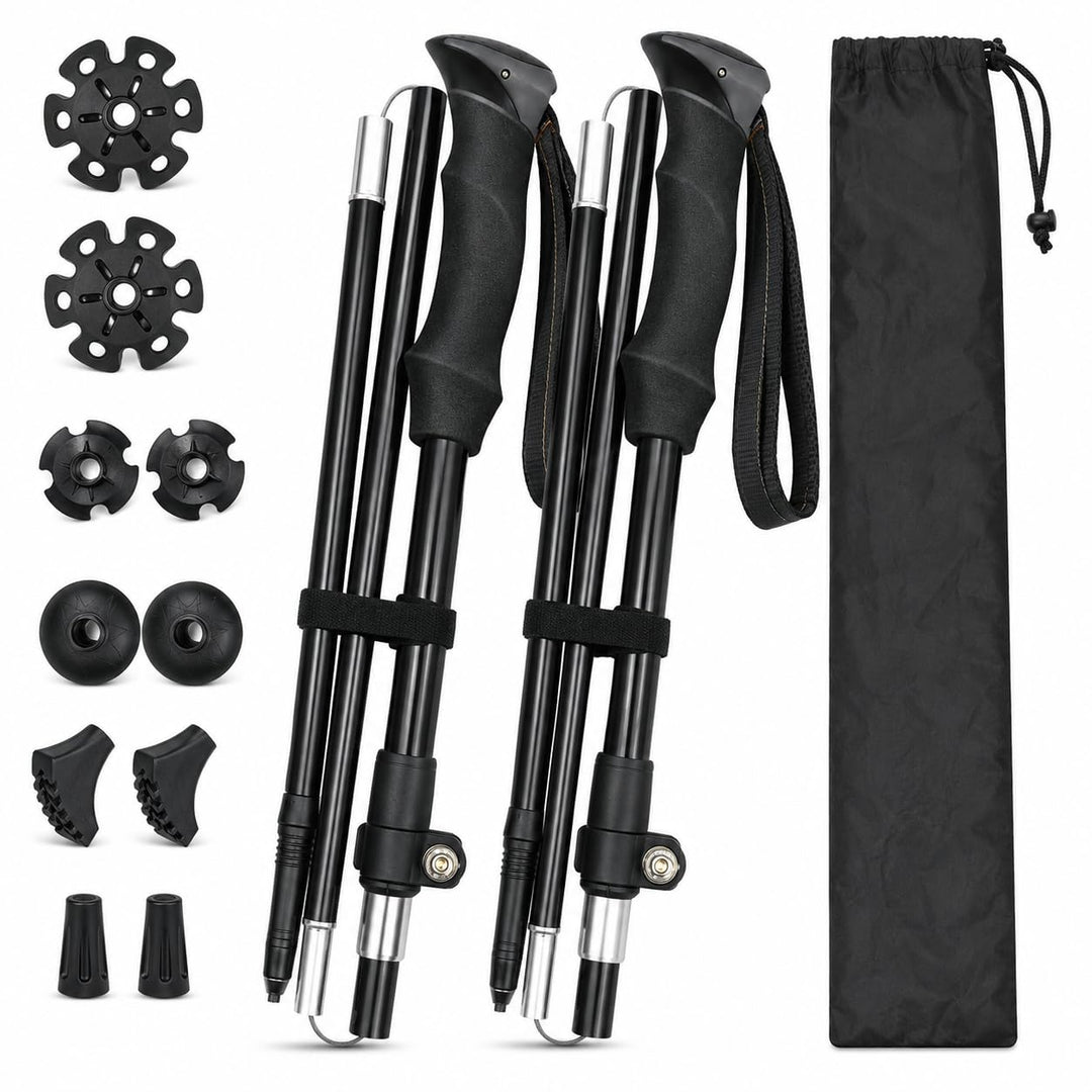 Wanderstöcke Faltbar, Nordic Walking stöcke Damen und Herren, Aluminium Trekkingstöcke Teleskop, Wan