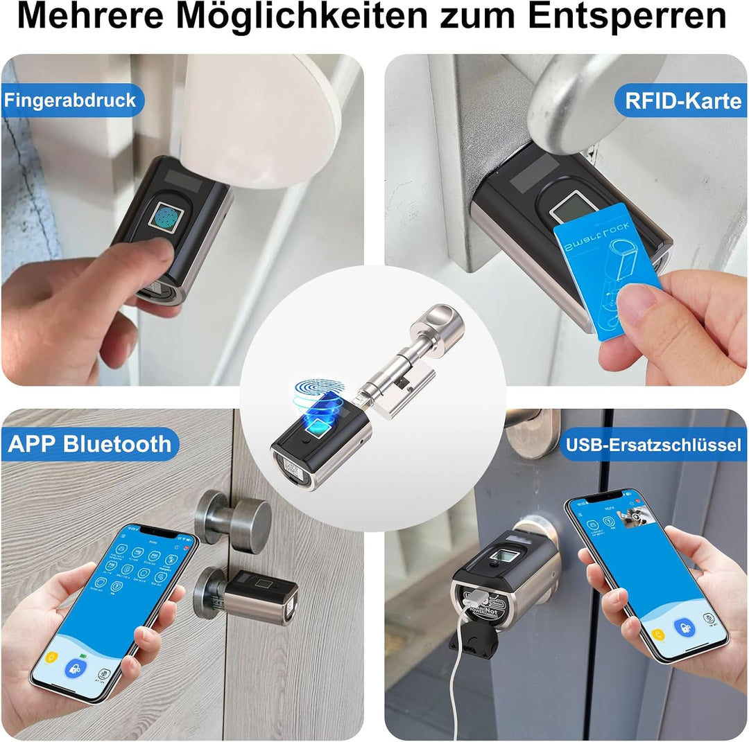 WELOCK SECBN51 Fingerabdruck Schloss mit App, RFID-Karte Transponder und WiFi, Fingerabdruck Türschl