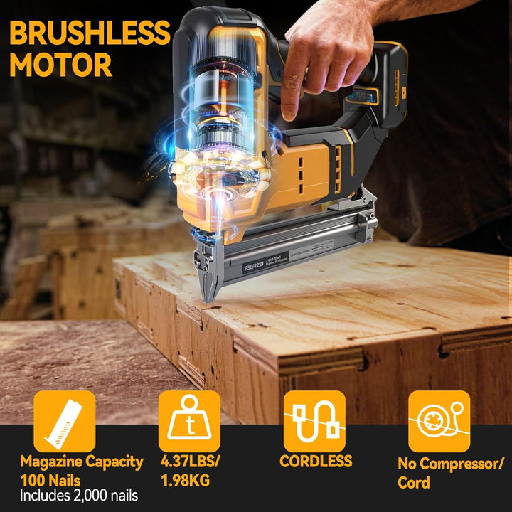 Schnurloser 18GA Brad Nailer kompatibel mit Dewalt 20V MAX Akku, bürstenloser Narrow Crown Stapler m