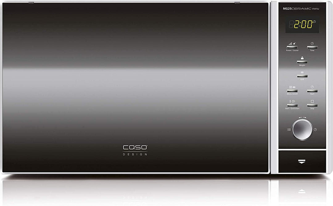 Caso MG25 Ceramic 2-in-1 Mikrowelle mit Grill | Keramikboden, Grillrost für 2 Ebenen, 900 W, 1000 W