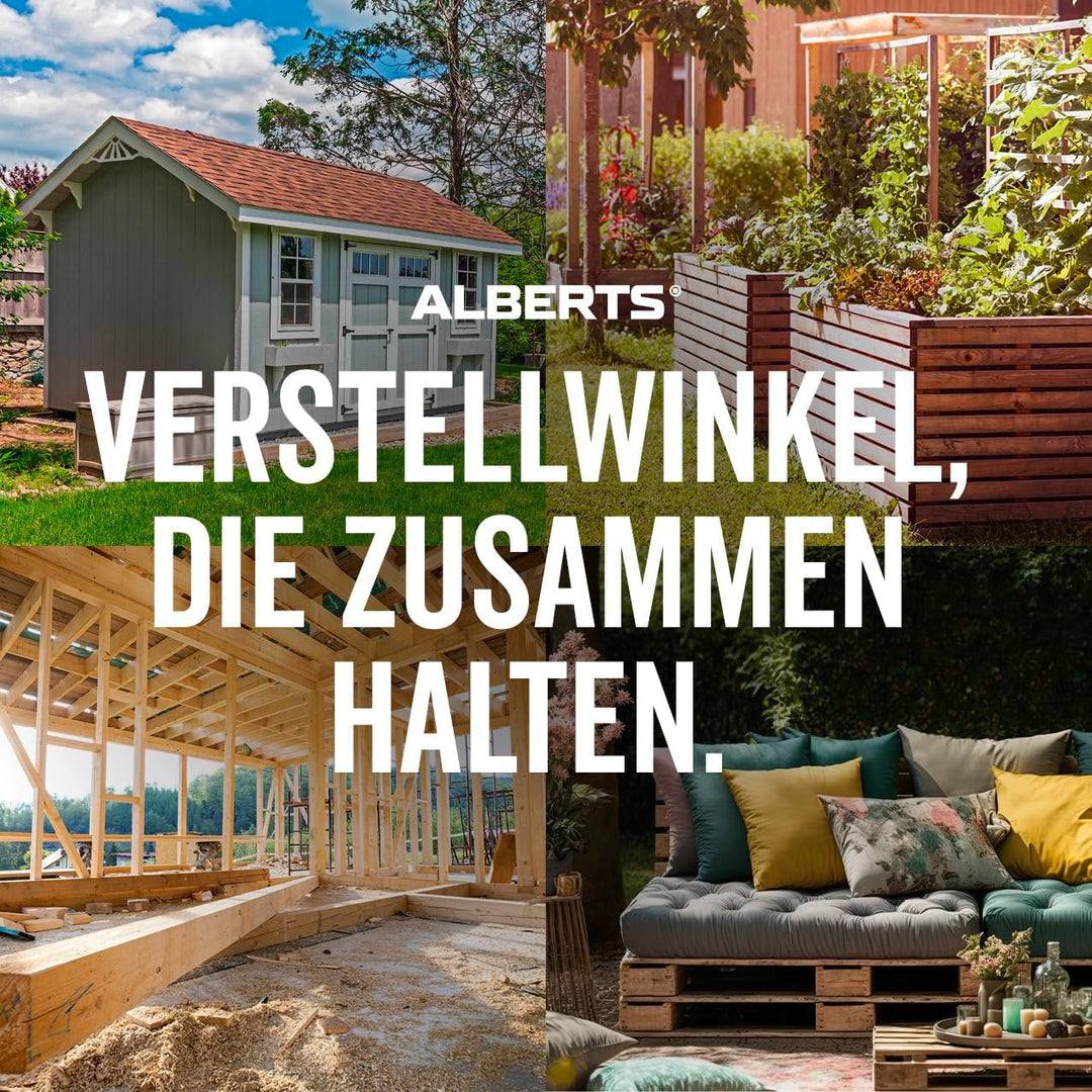 Alberts 851835 Verstellwinkel | mit Langloch | Edelstahl | 35 x 75 x 65 mm | 10er Set, Edelstahl