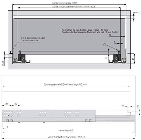 SOTECH 1 Paar Smart Slide Vollauszüge UV4-40-K2D-L350-PS für Holzschublade 350 mm Unterflurführung m