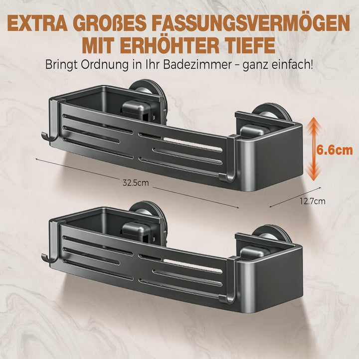 Lekesky Duschablage Ohne Bohren, Starke Saugnäpfe, Rostfreies Aluminium Badezimmer Regal & Organizer