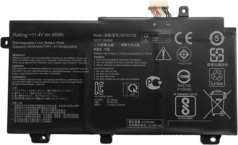 XITAIAN 11.4V 48Wh 4240mAh B31N1726 Ersatz Laptop Akku für Asus B31N1726 0B200-02910000 FX504 FX505