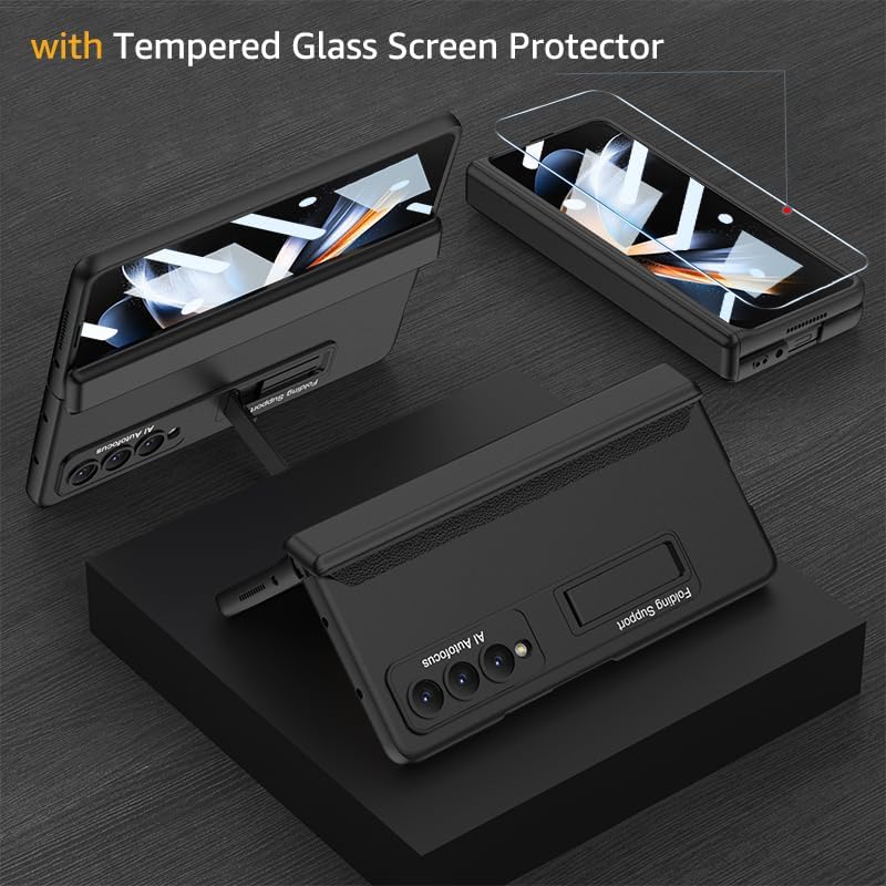SOUTEM Hülle für Samsung Galaxy Z Fold 4 Magnetscharnier-Schutzhülle mit 4 Einstellbaren Standmodi,