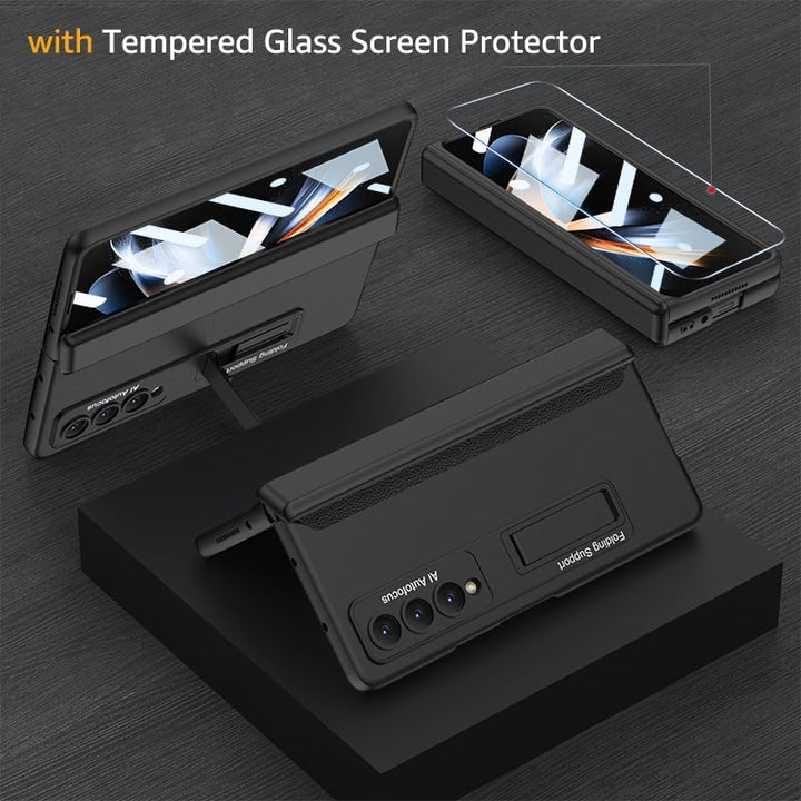 SOUTEM Hülle für Samsung Galaxy Z Fold 4 Magnetscharnier-Schutzhülle mit 4 Einstellbaren Standmodi,