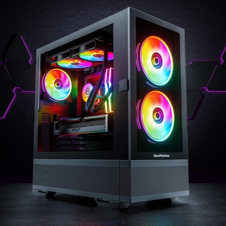 GameMachines Element ATX Gaming Gehäuse, inklusive 3 A-RGB Lüfter, Element