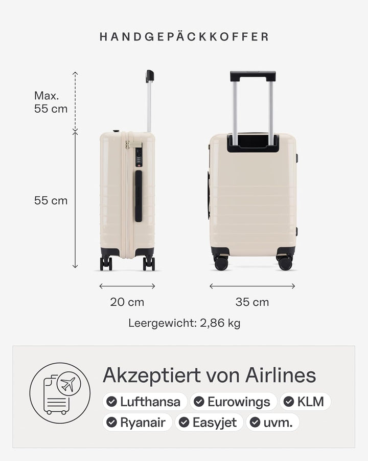 Kapten & Son Koffer Heathrow Essential Cabin Sandstone 34 L | Handgepäck Koffer 55 x 35 x 22 cm Beig