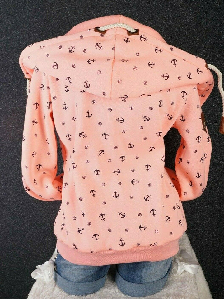 VIN TE Damen Sweat Jacke XXL Kapuze Hoodie Übergangsjacke Fleece gefüttert schräger Reissverschluss