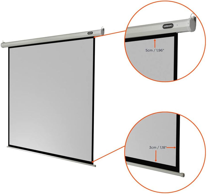 celexon Economy Motor-Leinwand 65" | 120x120 cm 1:1 | elektrische 4K,Full-HD Beamer-Leinwand für Bür