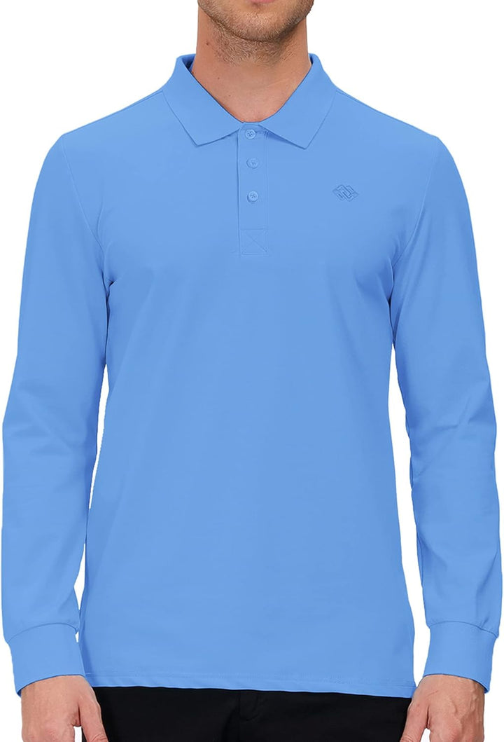 MoFiz Herren Poloshirt Langarm Baumwolle Polohemd Freizeit Polo Golf Wintershirts mit Kragen S Himme