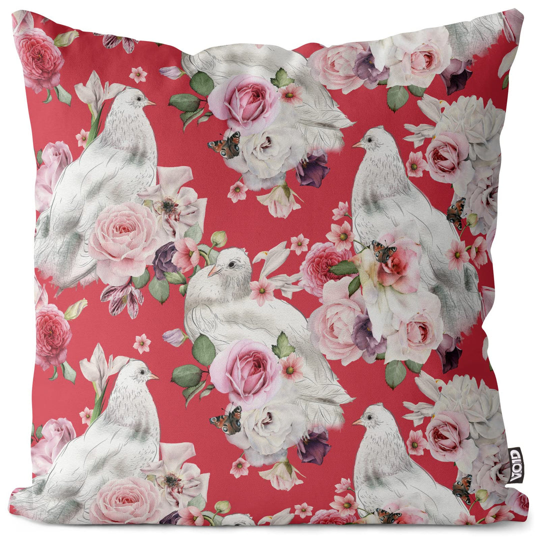 VOID Tauben Rosen Romantik Kissenbezug Kissenhülle Sofakissen Kissen Deko Outdoor-Kissen Dekokissen,