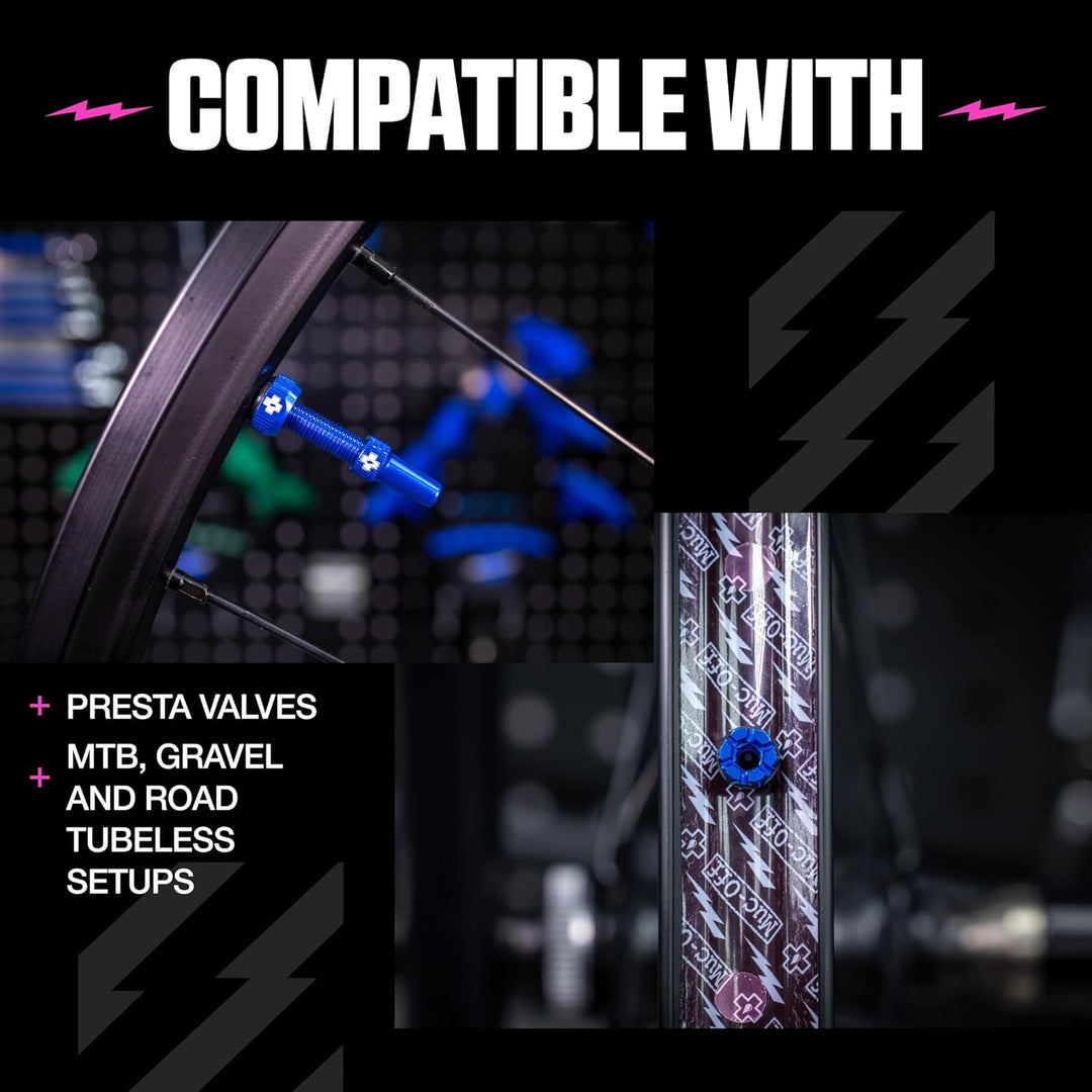 Muc-Off Unisex V2 Presta Tubeless Ventile, Blau, 44mm Blau 44mm, Blau 44mm
