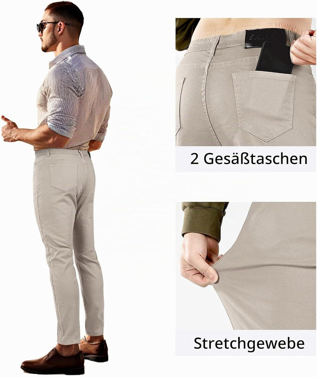 GINGTTO Skinny Jeans Herren Slim Fit Super Stretch Denim Hose Tapered 4 Seasons Herrenjeans 30W / 30
