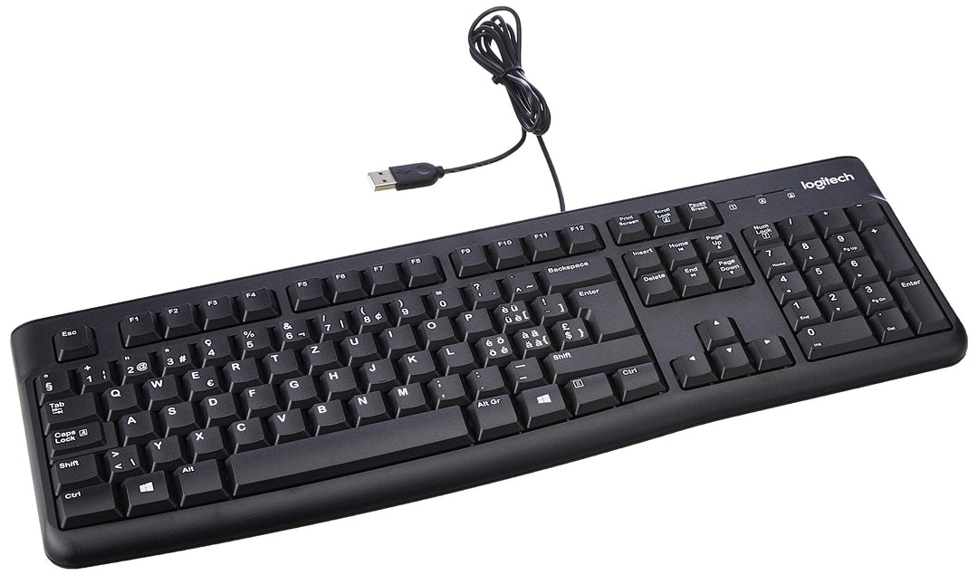 Logitech K120 Kabelgebundene Business Tastatur für Windows und Linux, USB-Anschluss, Leises Tippen,