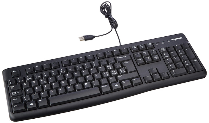 Logitech K120 Kabelgebundene Business Tastatur für Windows und Linux, USB-Anschluss, Leises Tippen,