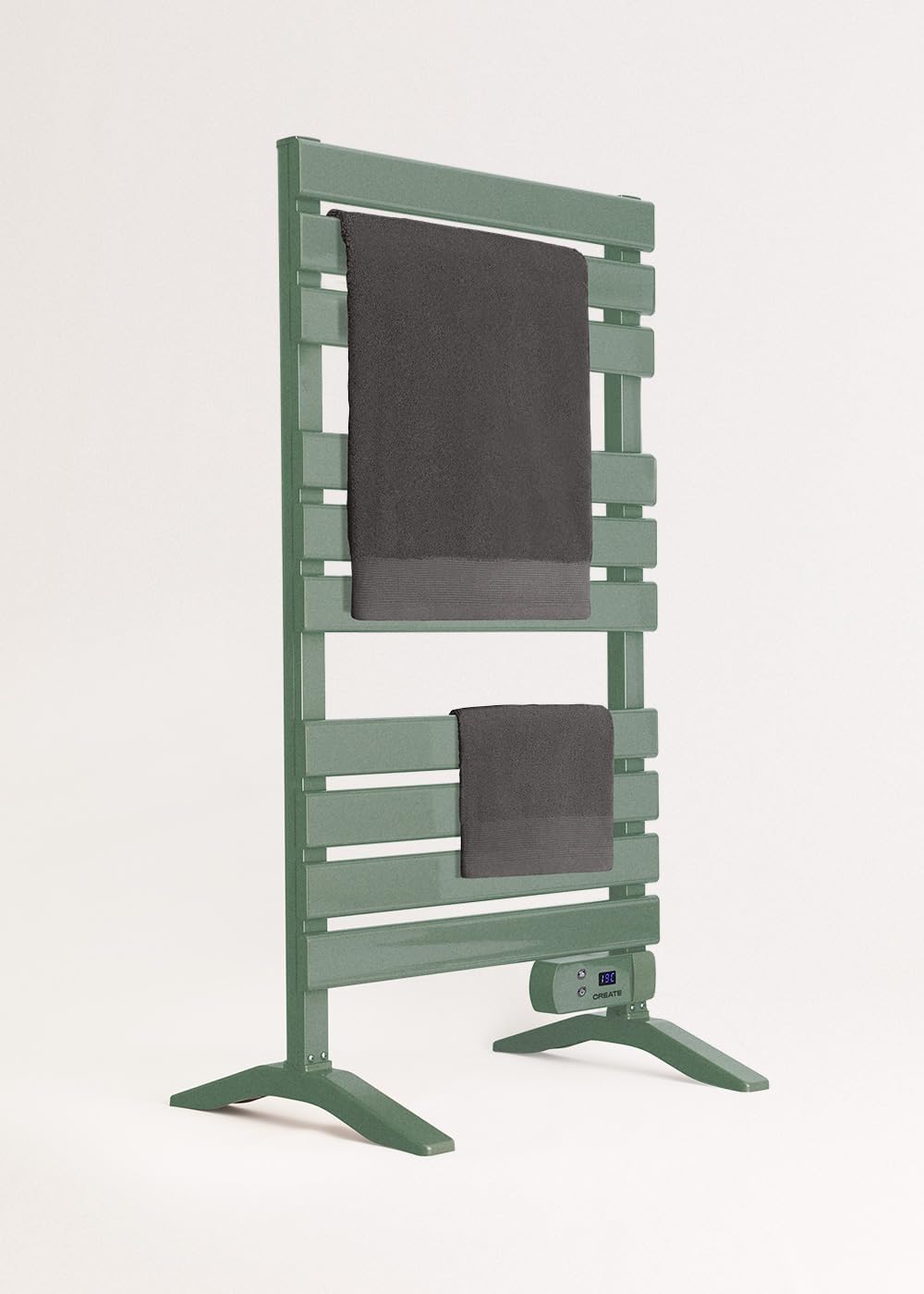CREATE / WARM Towel 500W / Elektrischer Badheizkörper Salbeigrün mit Standfüssen / 103x55x5cm / Für