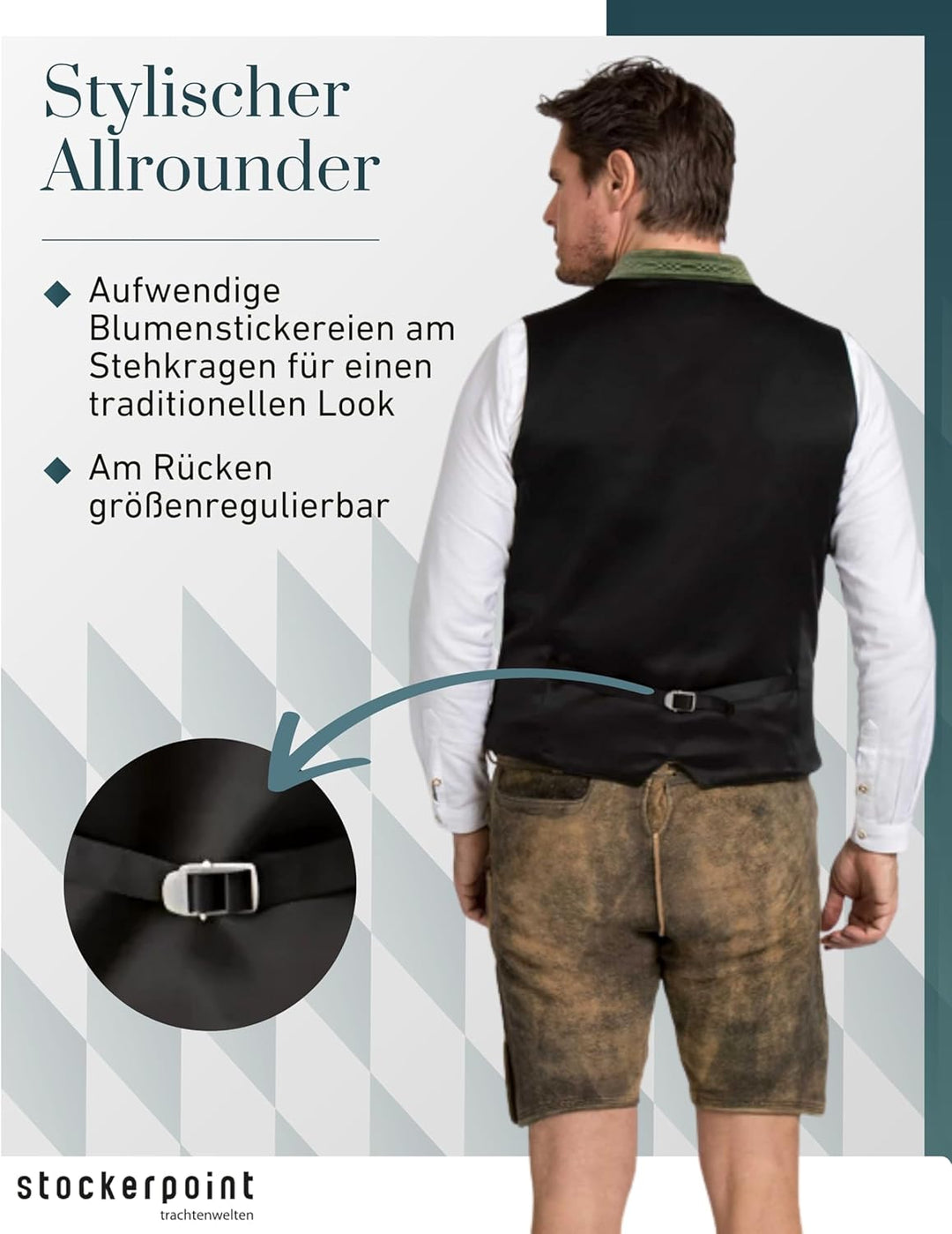 Stockerpoint Herren Trachtenweste Calzado 46 Grün (Moosgrün), 46 Grün (Moosgrün)