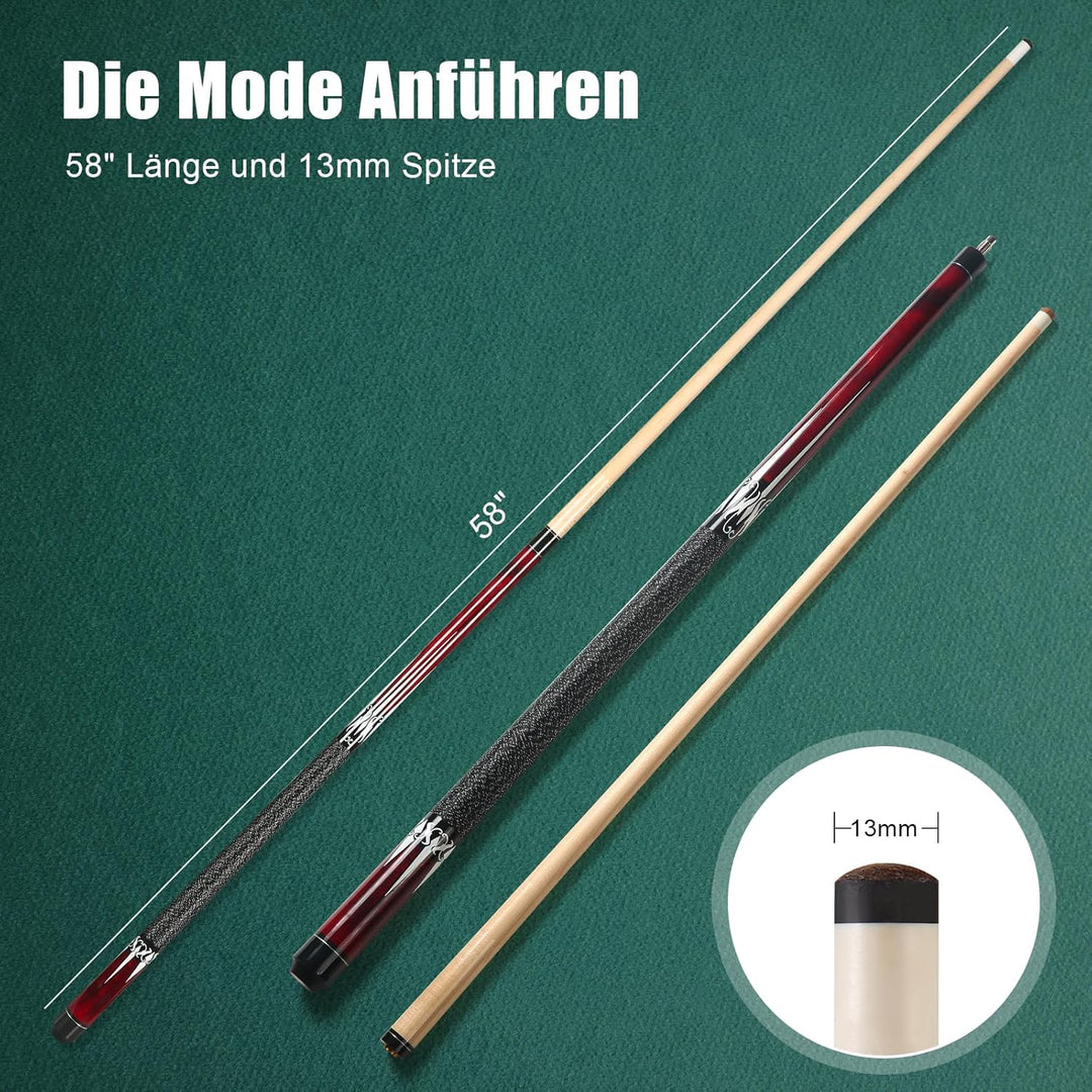 Pool Queue, 58 Zoll Billard Queue Kanadischer Ahornholz Pool Cue 13mm Spitzen für Professionelle Bil