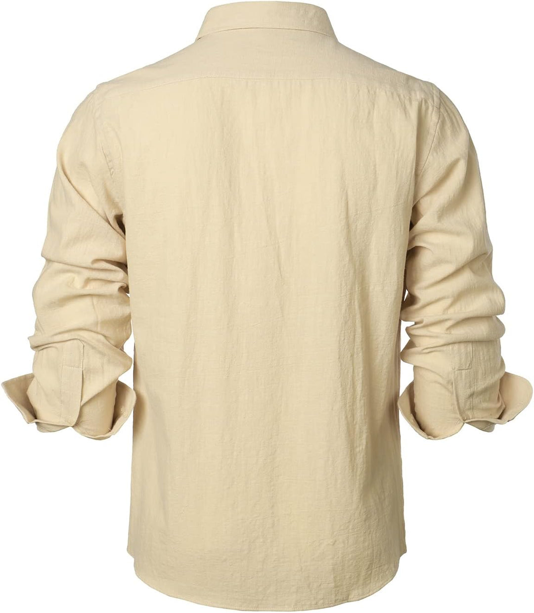 PARKLEES Herren Regular Fit Baumwolle wie Leinen Hemd Casual Langarm Button Down Shirts mit Tasche S