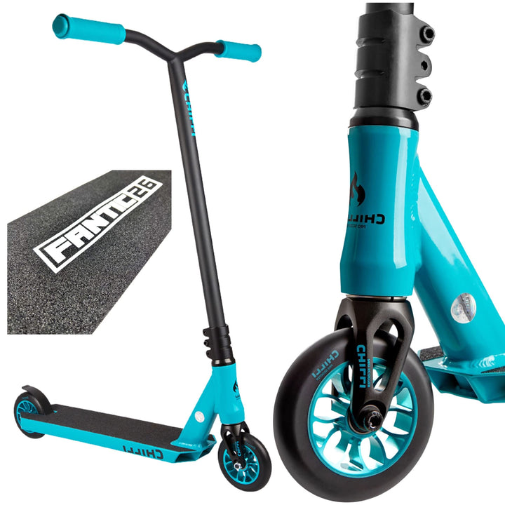 Chilli Pro Scooter Reaper Stunt-Scooter H=84cm Park Trick Tret Roller 110mm + F26 Sticker Ice Teal +