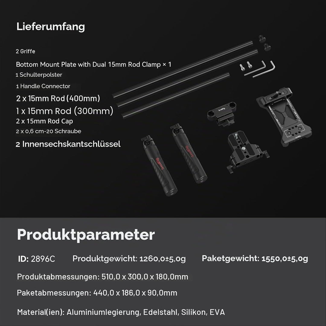 SMALLRIG Camera Shoulder Rig Basic Schulterset für DSLRs und spiegellose Kamera-Rig, Schulter-Rig mi