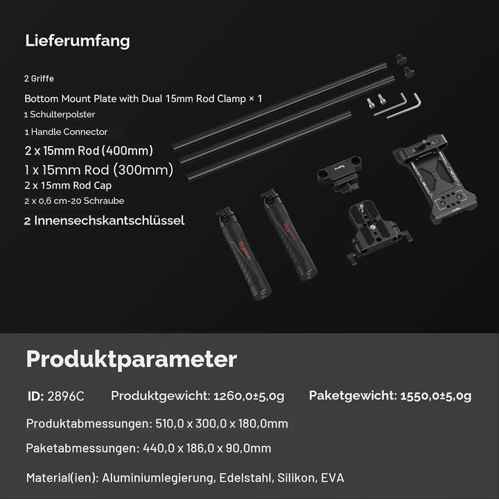 SMALLRIG Camera Shoulder Rig Basic Schulterset für DSLRs und spiegellose Kamera-Rig, Schulter-Rig mi