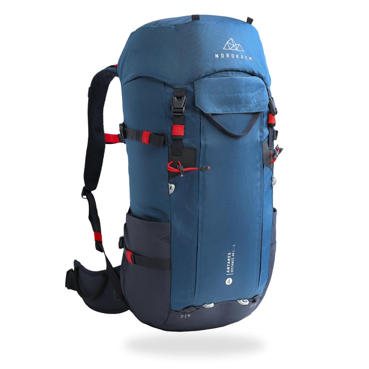 NORDKAMM Trekking-Rucksack, Backpacker Rucksack, Wanderrucksack 40l - 50l, Damen-Herren Majolica Blu