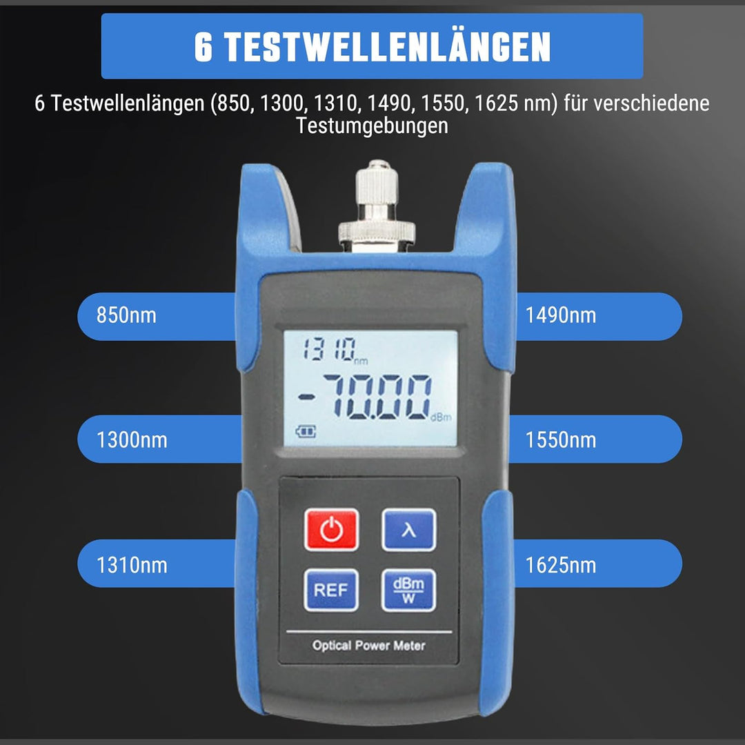 Glasfaser-Leistungsmesser, Optischer Leistungsmesser Glasfaserkabel-Tester, -70-+10dbm Optisches Eis