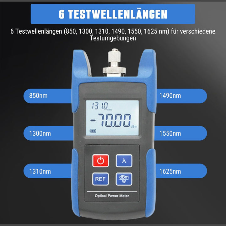 Glasfaser-Leistungsmesser, Optischer Leistungsmesser Glasfaserkabel-Tester, -70-+10dbm Optisches Eis