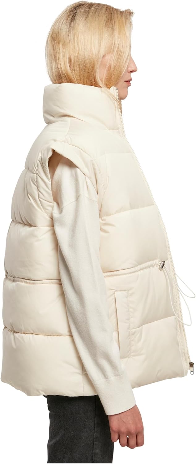 Urban Classics Damen Ladies Waisted Puffer Vest Weste M Whitesand, M Whitesand
