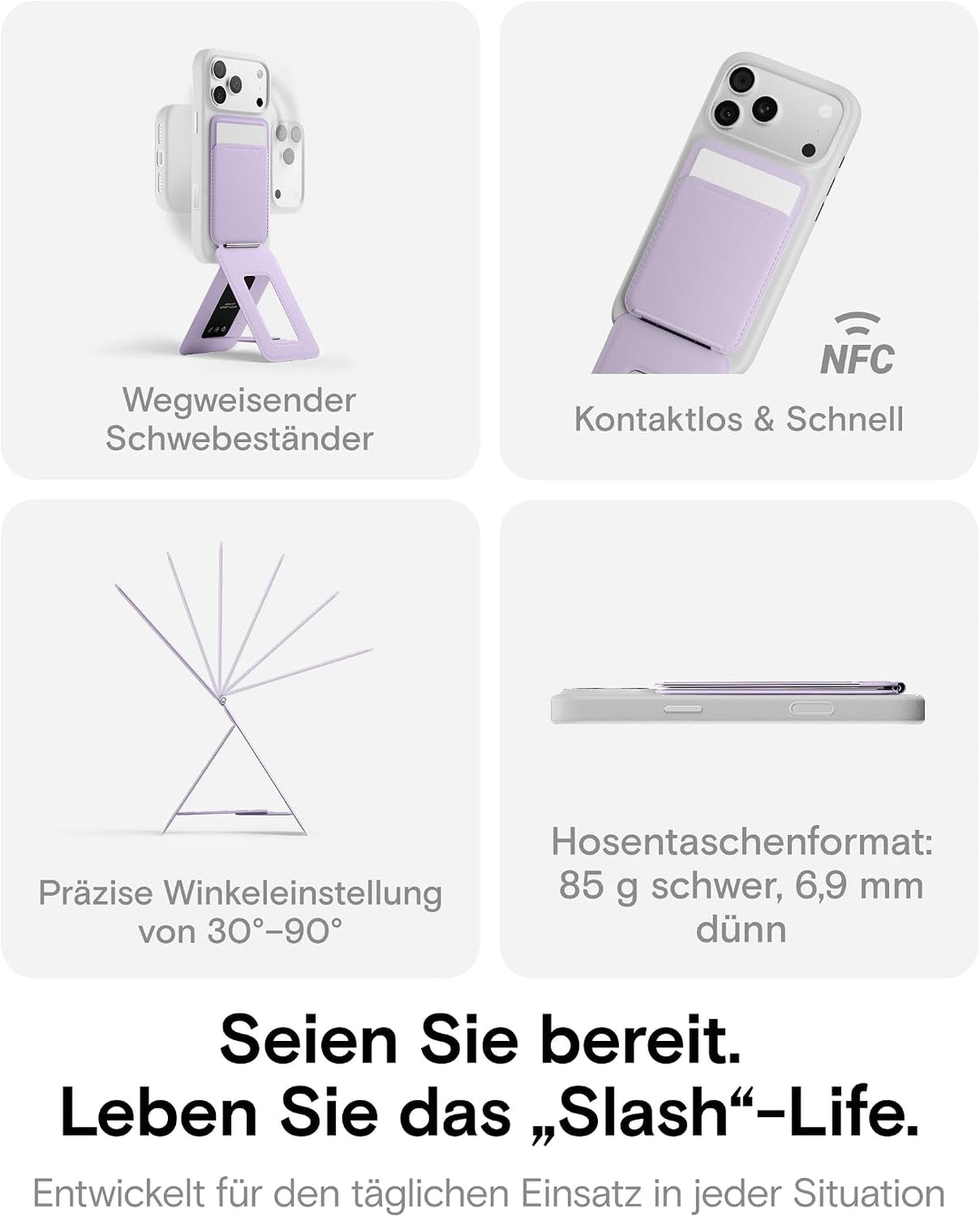 MOFT Handy Stativ für Smartphone, [Ultra Dünn &amp; Tragbar] Faltebar MOVAS Veganes Leder Stativ für Mag