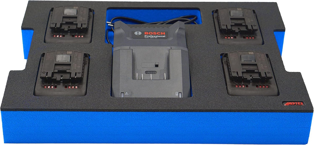 APTEX Schaumeinlage passend für Bosch Ladegerät GAL 18V-40 + 4x Akkus 18V ProCore 5.5Ah, 8.0Ah für B